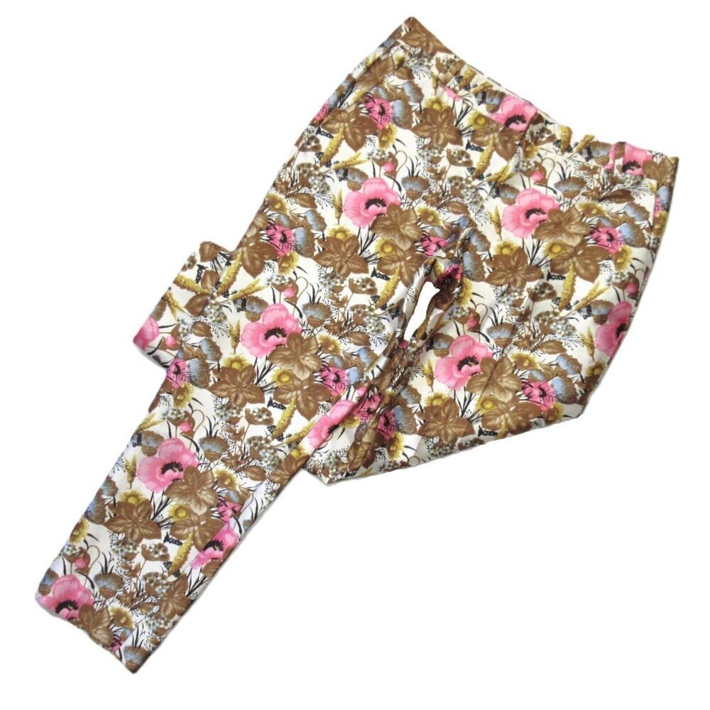 J. Crew Floral Print Pants - Pink, Brown, Yellow